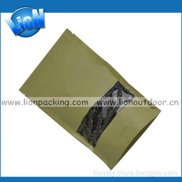 with Clear Window Ziplock Stand up Kraft Paper Bag